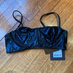 Norma Kamali Black Foil Bikini Top